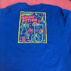 Vineyard Vines Blue Tee with Tropical Graphic